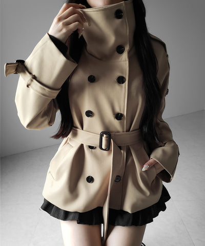 ２WAYスタンドカラーミドルトレンチコート ／ 2WAY stand collar middle trench coat