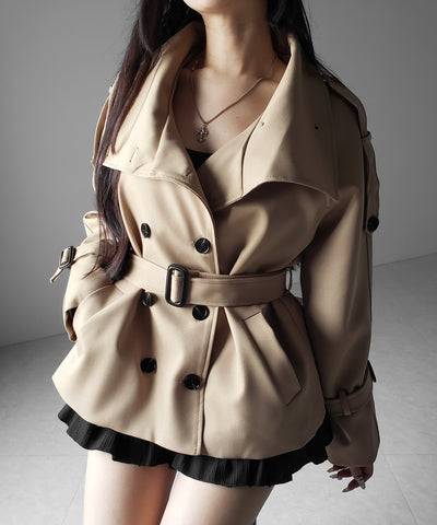 ２WAYスタンドカラーミドルトレンチコート ／ 2WAY stand collar middle trench coat