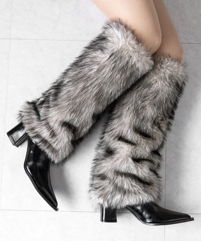 ミックスフェイクファーロングカバーブーツ ／ mix fake fur long cover boots