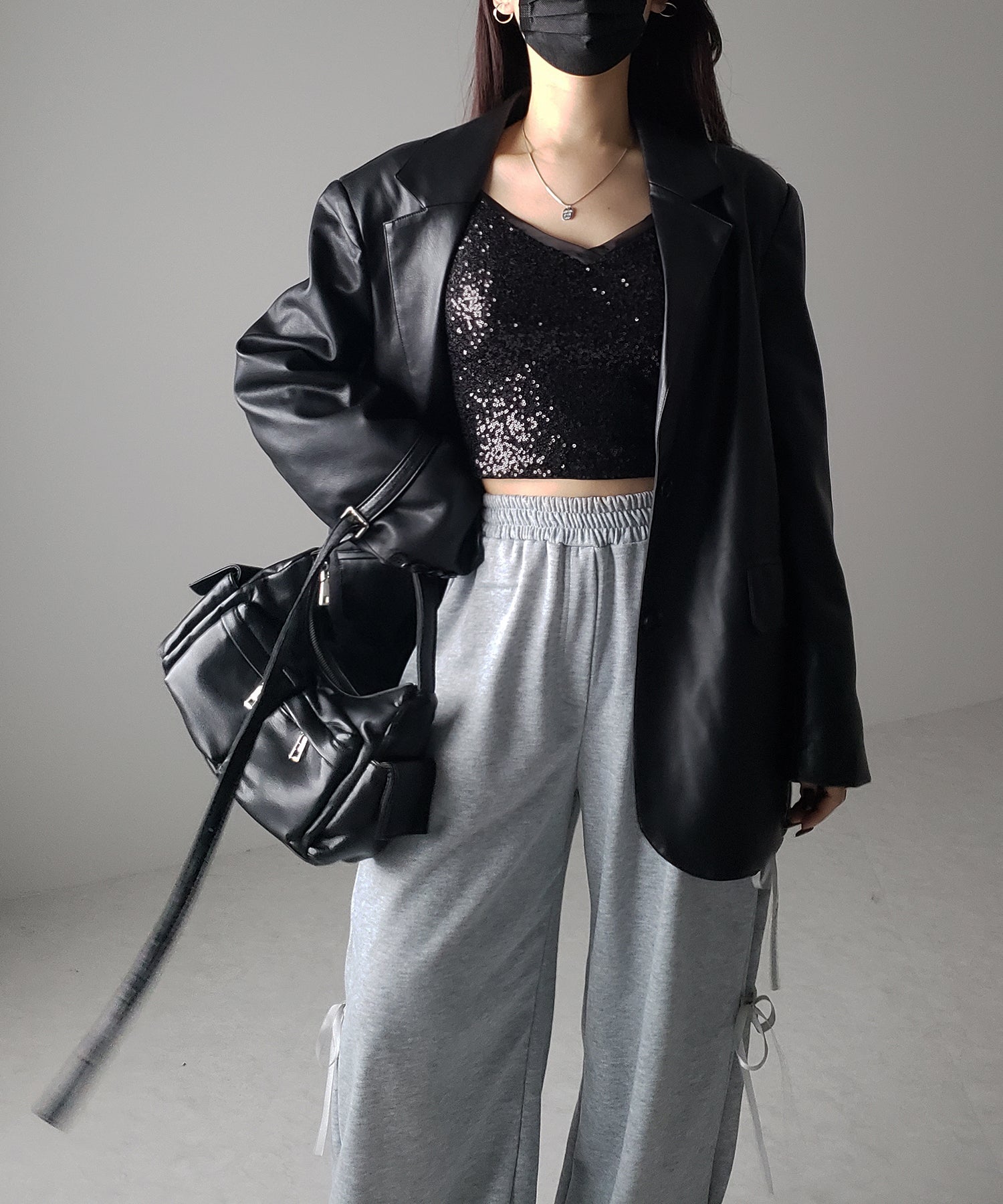 【 カップ付き 】シアースパンコールショートキャミソールビスチェ ／ sheer spangle short camisole bustier