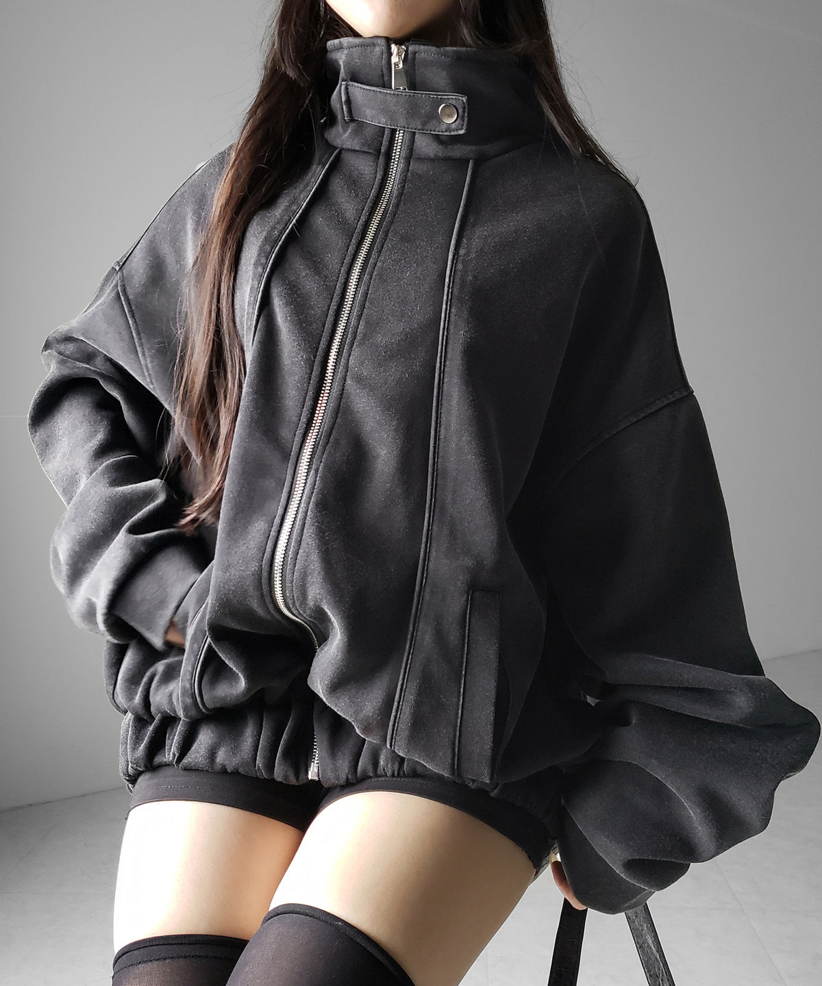 ピグメントヴィンテージジップアップオーバースウェットブルゾン ／ pigment vintage zipup over sweat blouson