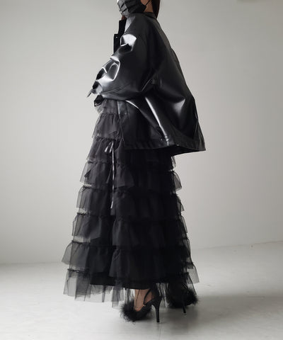 【 ４color 】ストラップリボンバレエコアチュールスカート ／strap ribbon ballet core tulle skirt