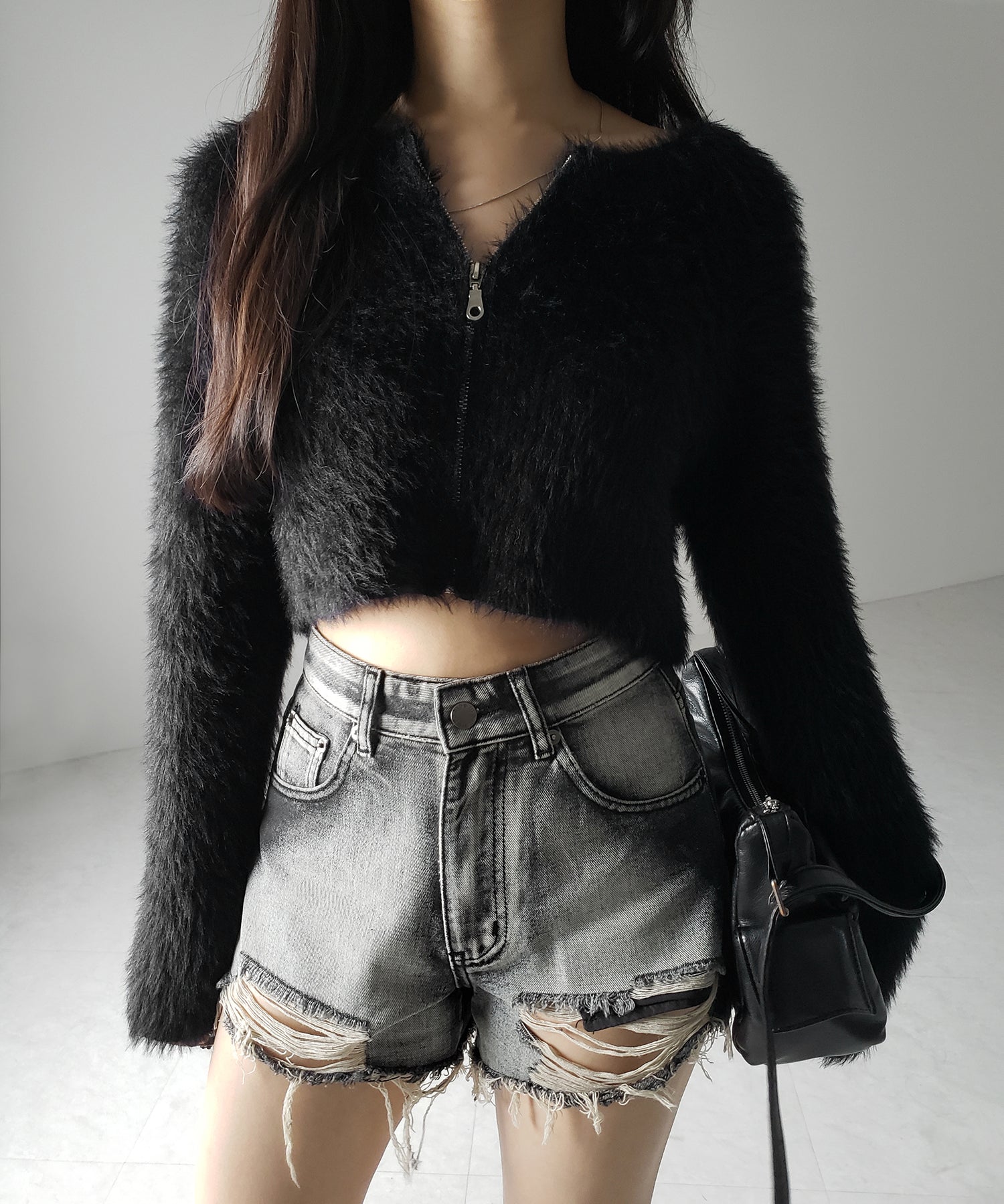 【 ２color 】クラッシュダメージブリーチデニムショートパンツ ／ crush damaged bleach denim short pants