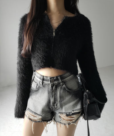 【 ２color 】クラッシュダメージブリーチデニムショートパンツ ／ crush damaged bleach denim short pants