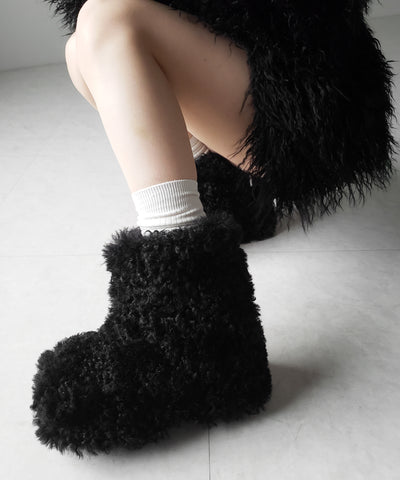 厚底テディボアショートブーツ ／ platform teddy boa short boots