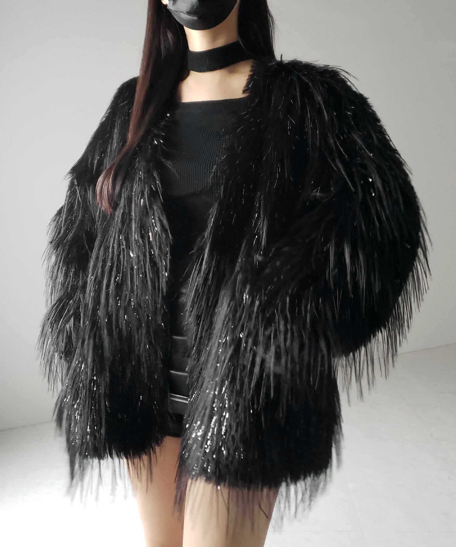 【 ２color 】ラメフェイクファーボリュームシャギーコート ／ rame fake fur volume shaggy coat