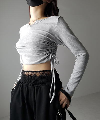 【 ２color 】ウエストレースドッキングワイドスウェットパンツ／ waist lace docking wide sweat pants