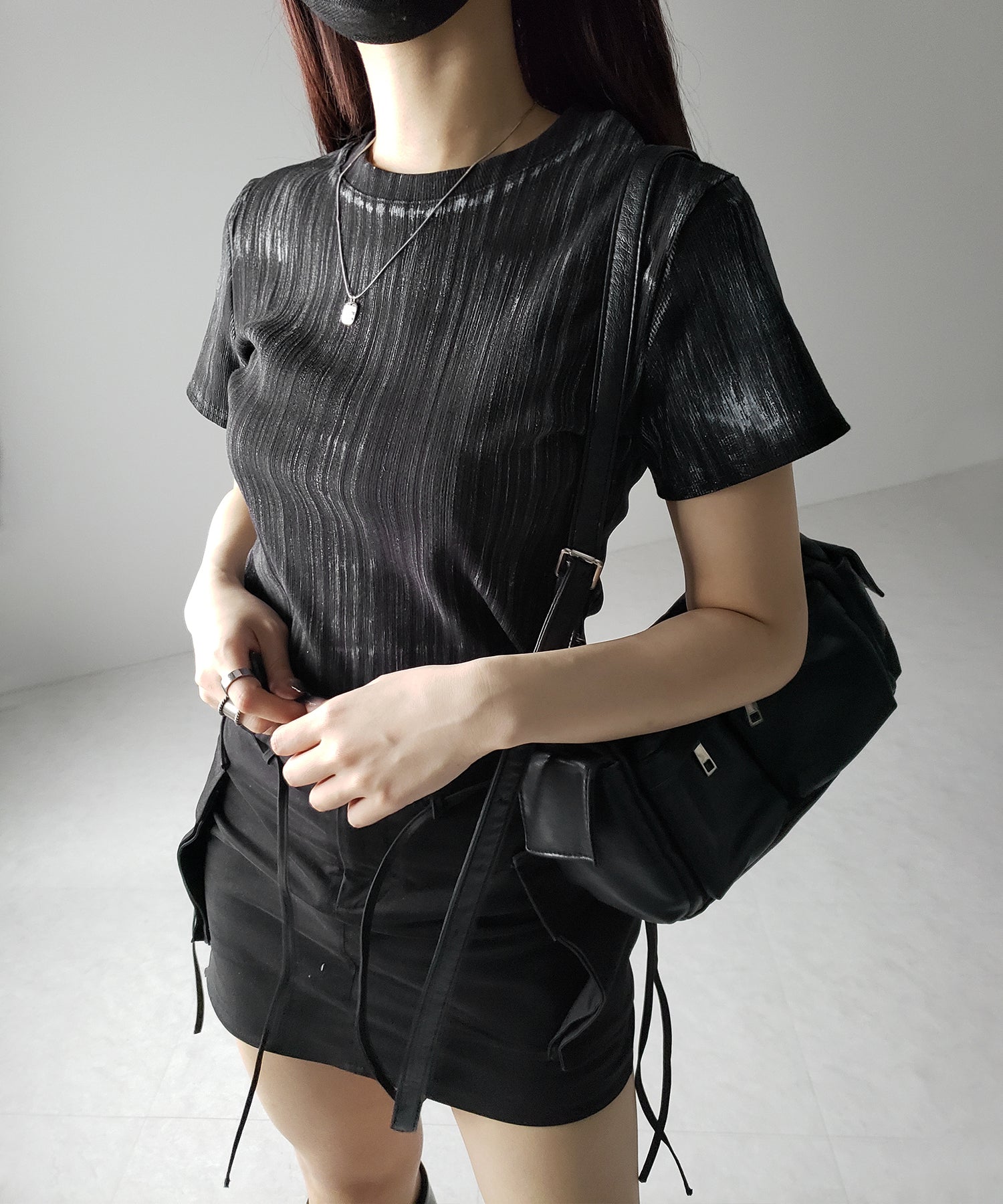 【 ３color 】ヴィンテージプリントクロップドリブＴシャツ ／ vintage print cropped lib Tee