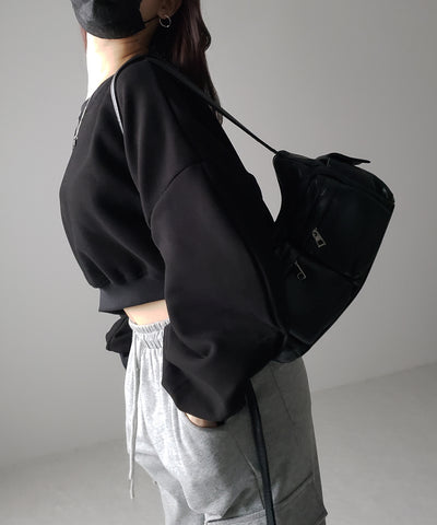 【 ３color 】ボリュームスリーブショート丈スウェット