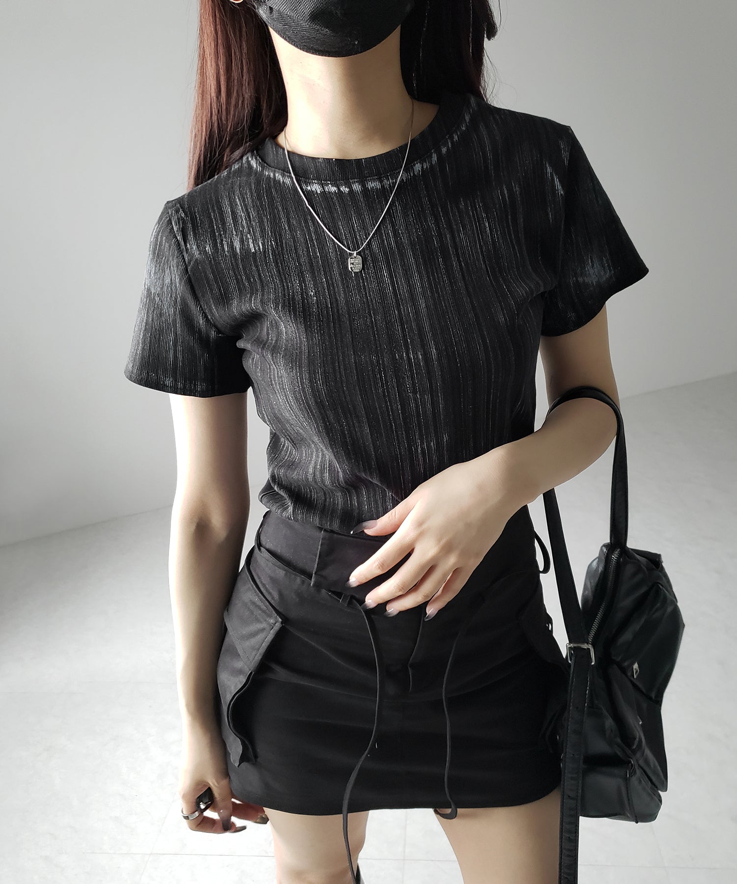 【 ３color 】ヴィンテージプリントクロップドリブＴシャツ ／ vintage print cropped lib Tee