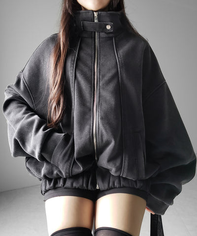 ピグメントヴィンテージジップアップオーバースウェットブルゾン ／ pigment vintage zipup over sweat blouson