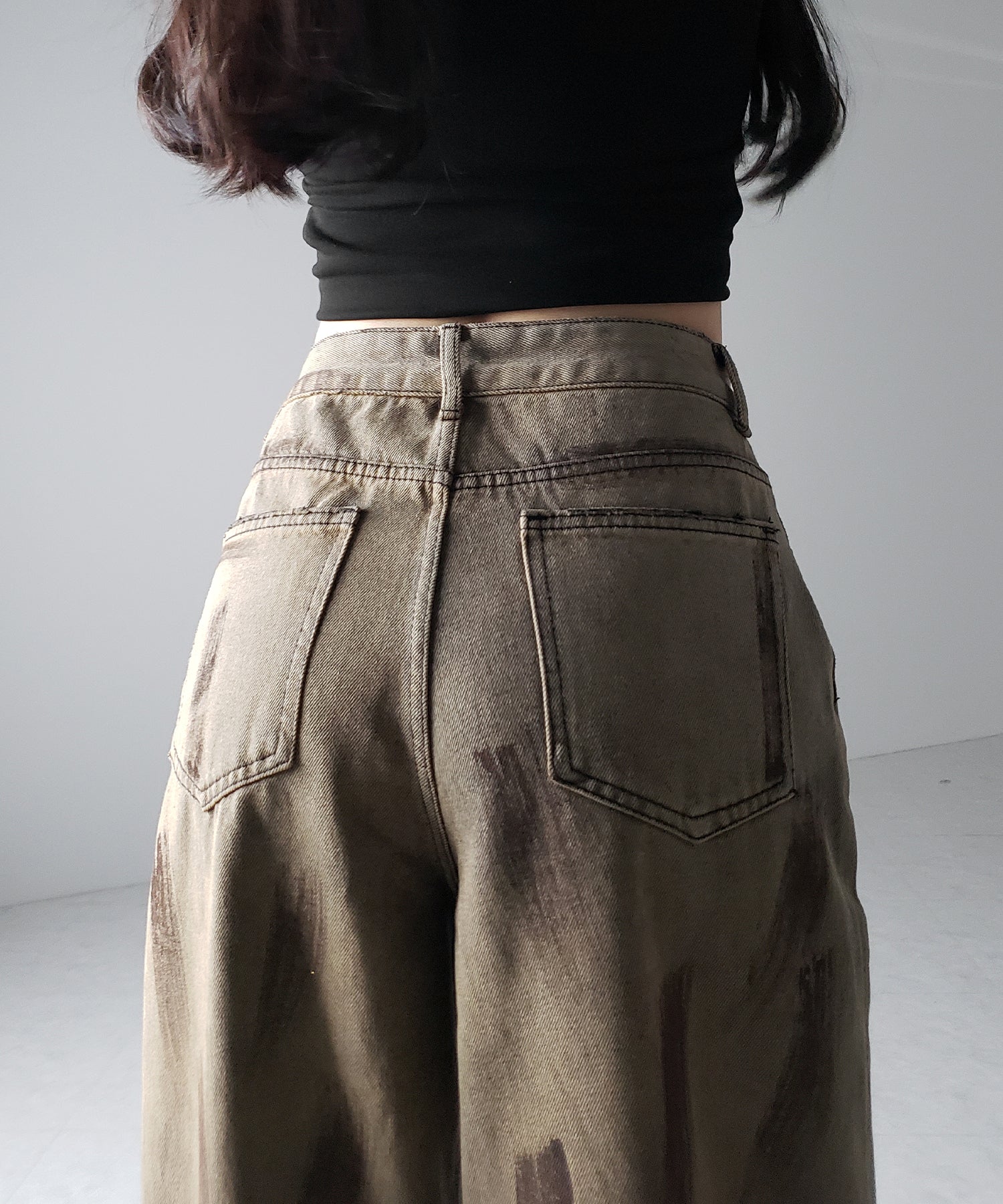 【 ２color ／ ４size 】ヴィンテージペイントグラデーションワイドデニムパンツ ／ vintage paint gradation wide denim pants