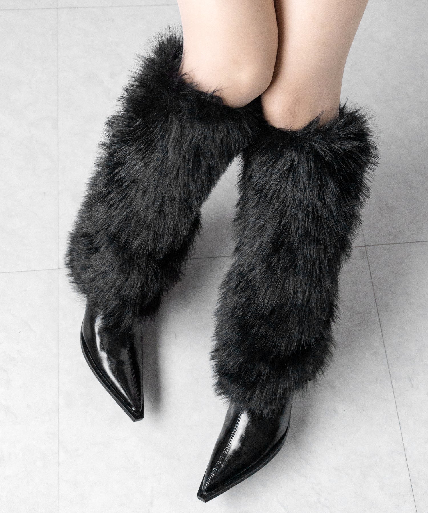 ミックスフェイクファーロングカバーブーツ ／ mix fake fur long cover boots