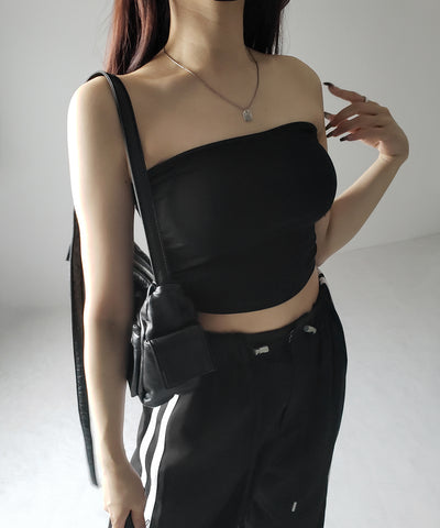 【 カップ付き 】ショートスクエアチューブトップ／ short square tube top