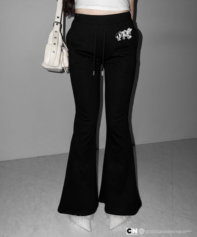 【THE POWERPUFF GIRLS】パワーパフガールズバックレタリングロゴスウェットフレアパンツ / back lettering logo sweat flare pants【 セットアップ着用可能 】