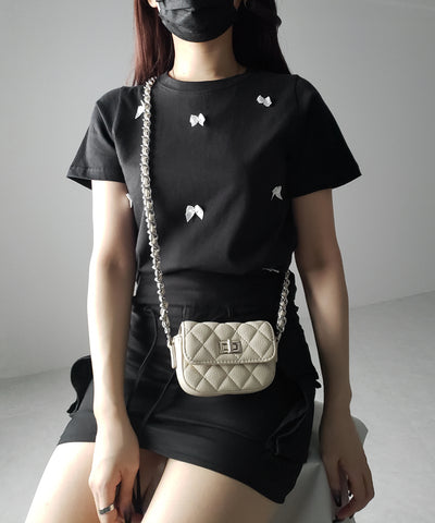 【 ４color 】ミニリボンバレエコアクロップドＴ ／ mini ribbon ballet core cropped Tee