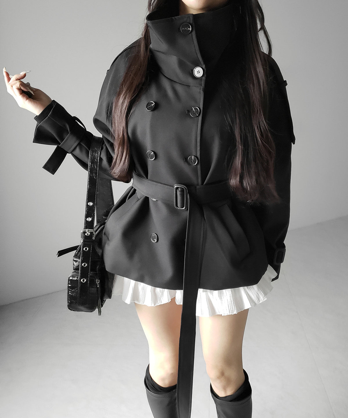 ２WAYスタンドカラーミドルトレンチコート ／ 2WAY stand collar middle trench coat