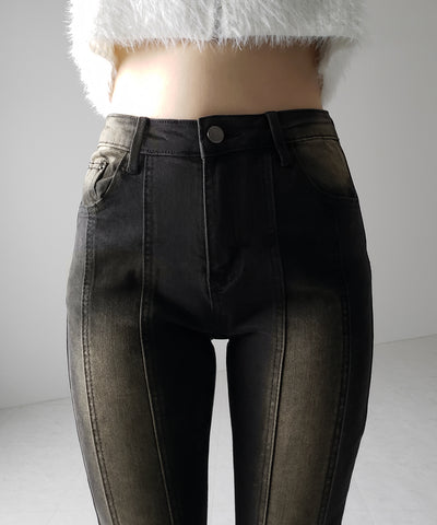 【４size 】ヴィンテージライクストレッチブラックフレアデニム ／ vintage like stretch black flare denim