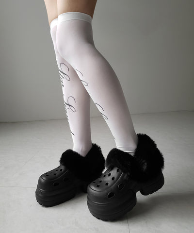 フェイクファー厚底クロッグサンダル ／ Fake fur platform clog sandals