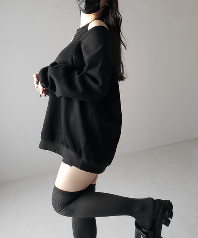 【 ３color 】オープンショルダーカットアウトオーバースウェット ／ open shoulder cutout over sweat