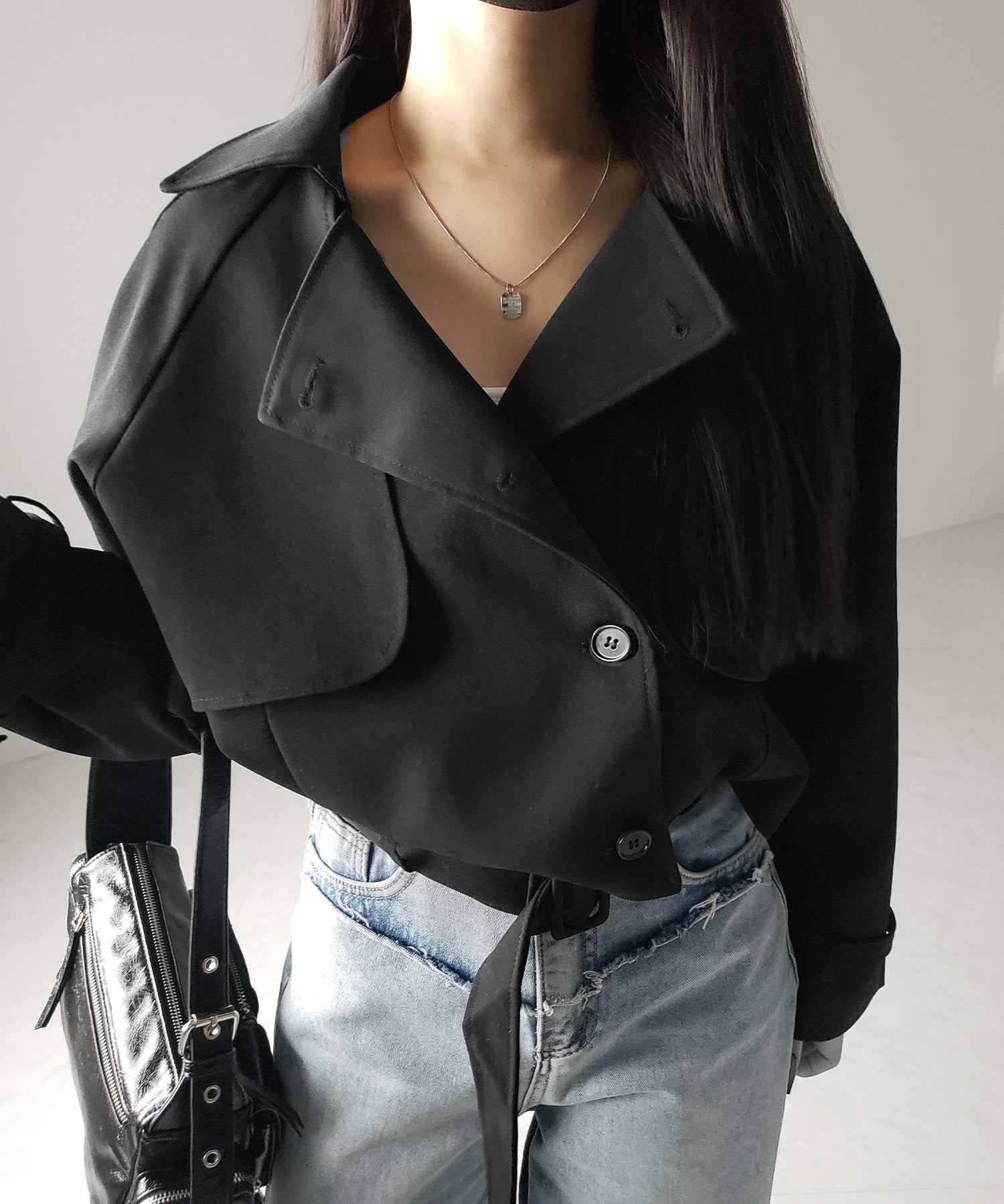 【 ２color 】ベルテッドショートトレンチコート ／ belted short trench coat