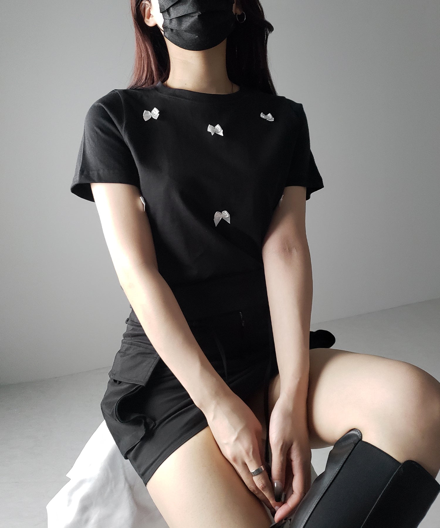 【 ４color 】ミニリボンバレエコアクロップドＴ ／ mini ribbon ballet core cropped Tee
