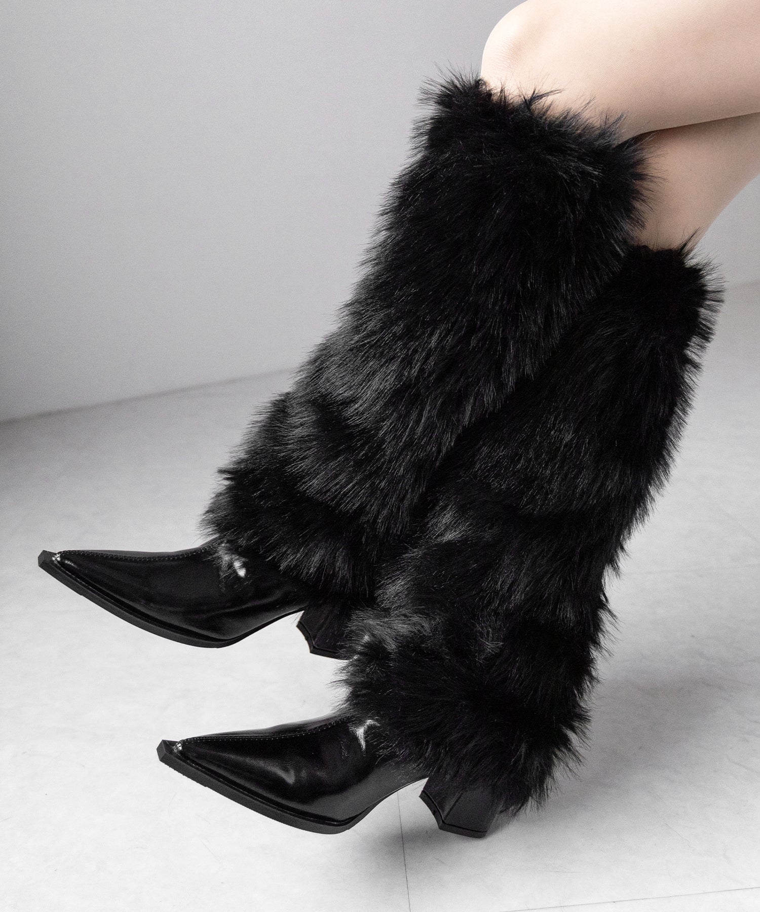 ミックスフェイクファーロングカバーブーツ ／ mix fake fur long cover boots