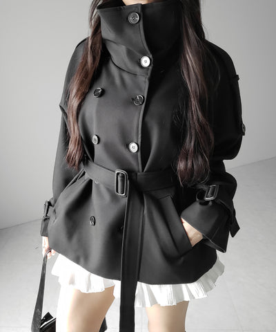 ２WAYスタンドカラーミドルトレンチコート ／ 2WAY stand collar middle trench coat