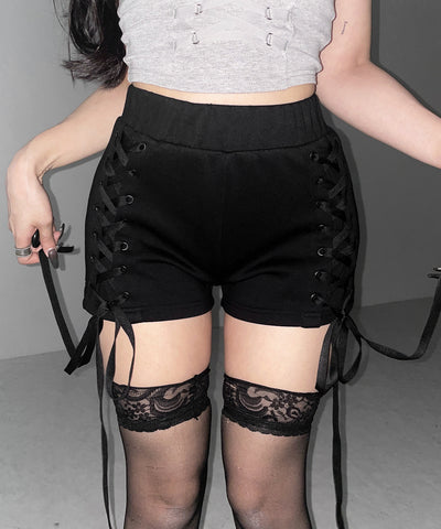 レースアップリボンショートパンツ ／ lace up ribbon short pants