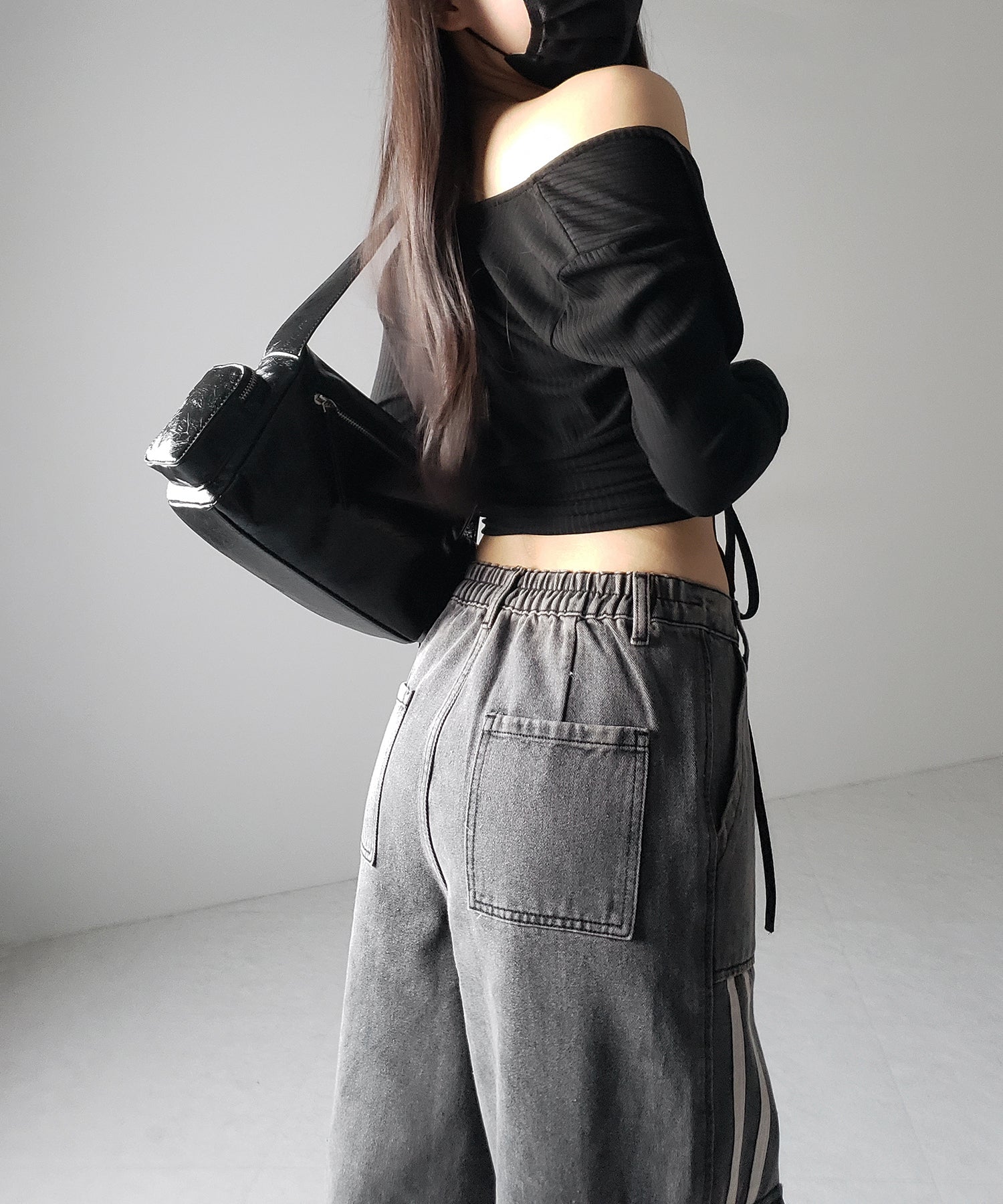 【 ２color ／ ４size 】サイドラインストレートカーゴデニムパンツ ／ sideline straight cargo denim pants