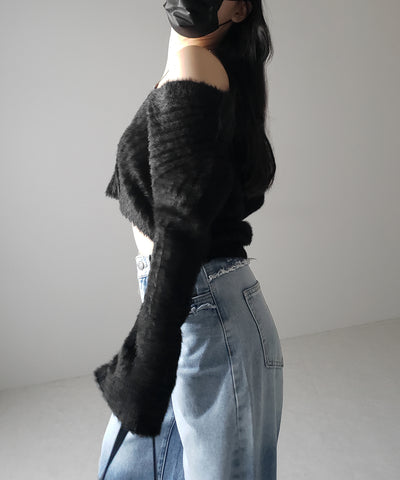 【 ３color 】ショートシャギーリブニットカーディガン ／ short shaggy lib knit cardigan