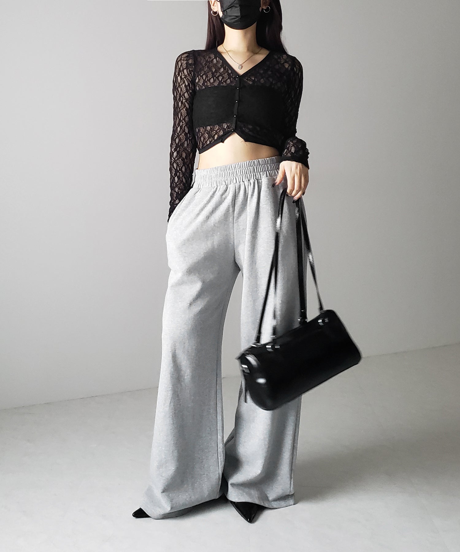 【 ２color 】フロントボタンショートレースカーディガン ／ front button short lace cardigan