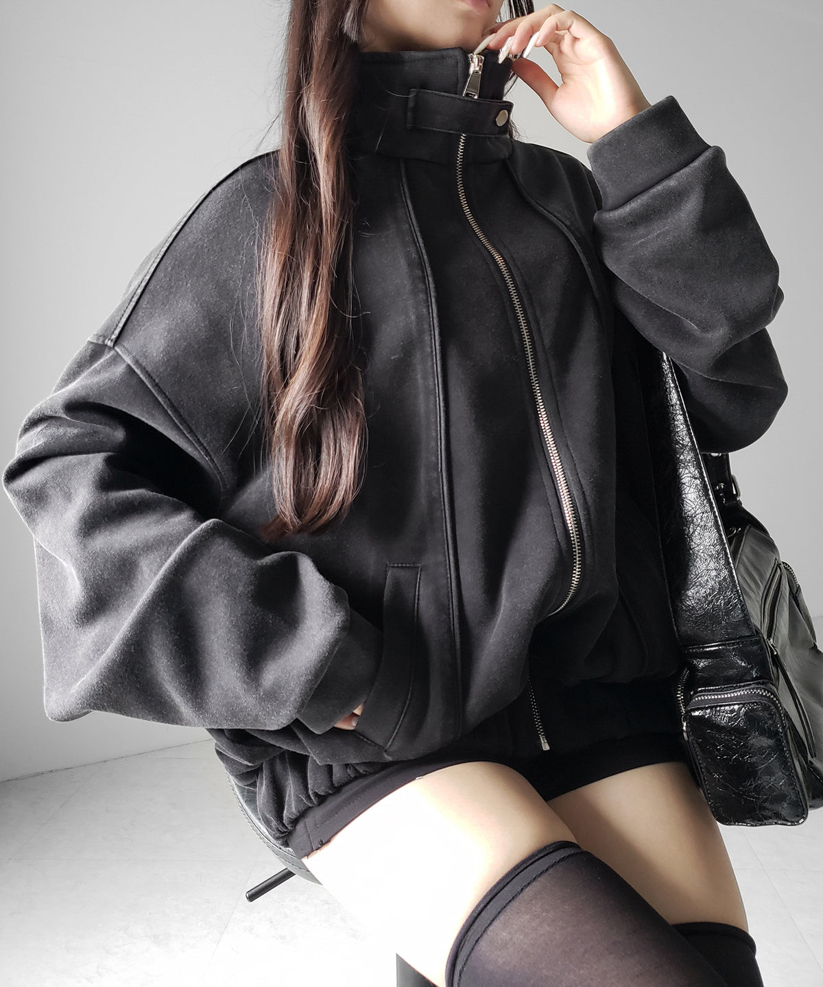 ピグメントヴィンテージジップアップオーバースウェットブルゾン ／ pigment vintage zipup over sweat blouson