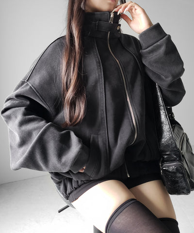 ピグメントヴィンテージジップアップオーバースウェットブルゾン ／ pigment vintage zipup over sweat blouson