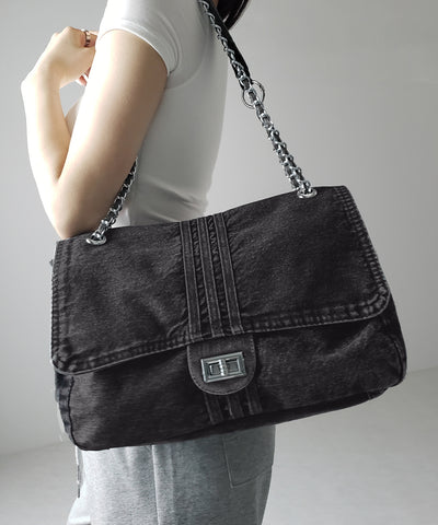 【 ２color 】センターラインウォッシュデニムショルダーバッグ ／ centerline washed denim shoulder bag