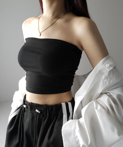 【 カップ付き 】ショートスクエアチューブトップ／ short square tube top