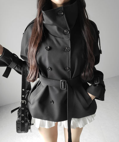 ２WAYスタンドカラーミドルトレンチコート ／ 2WAY stand collar middle trench coat