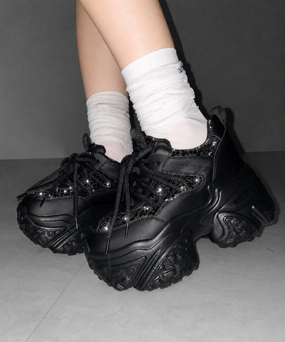 【 +10.5cm盛れ 】スパンコールレースアップ厚底スニーカー ／ +10.5cm spangle lace-up platform sneakers