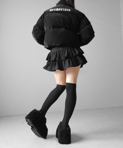 【 無地 or レオパードから選べる ／ インパン裏地付 】コーデュロイティアードフリルミニスカート ／ corduroy tiered frill mini skirt