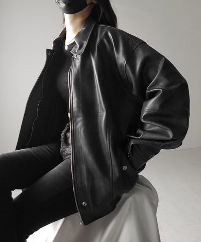 【 ２color 】ヴィンテージライクオーバーフェイクレザーブルゾン ／ vintage like over fake leather blouson