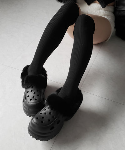フェイクファー厚底クロッグサンダル ／ Fake fur platform clog sandals