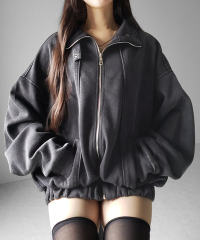 ピグメントヴィンテージジップアップオーバースウェットブルゾン ／ pigment vintage zipup over sweat blouson