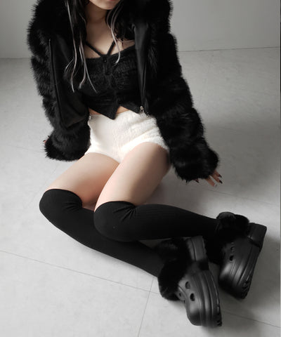 フェイクファー厚底クロッグサンダル ／ Fake fur platform clog sandals