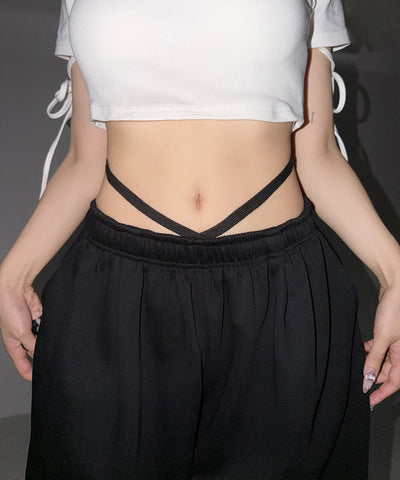 【先行販売】ウエストストリングタックワイドスウェットパンツ