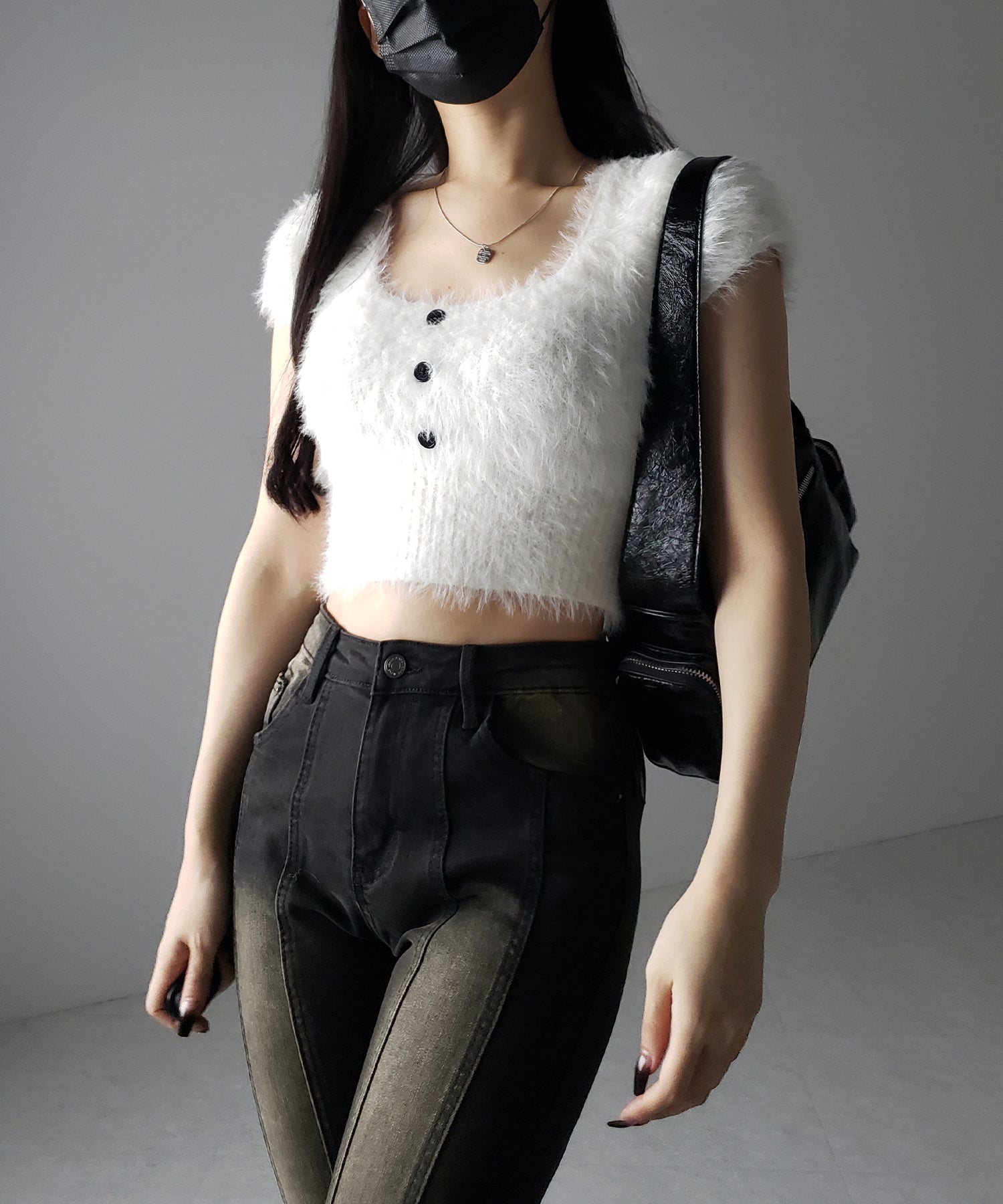 【４size 】ヴィンテージライクストレッチブラックフレアデニム ／ vintage like stretch black flare denim