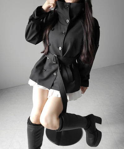 ２WAYスタンドカラーミドルトレンチコート ／ 2WAY stand collar middle trench coat
