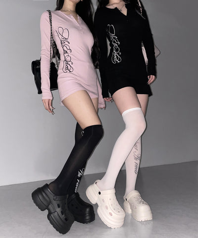【 セットアップ 】レタリングロゴヘンリーネックトップス＆ショートパンツ SETUP ／ lettering logo henlyneck tops ＆ short pants