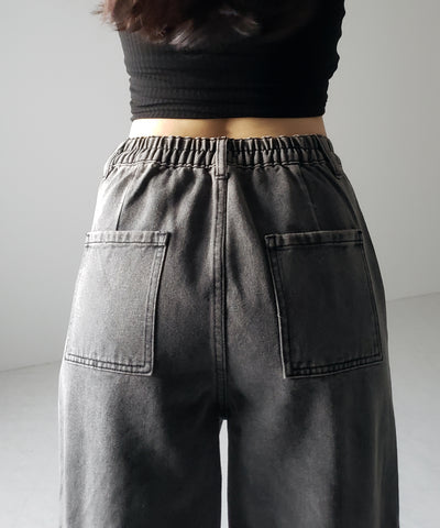 【 ２color ／ ４size 】サイドラインストレートカーゴデニムパンツ ／ sideline straight cargo denim pants