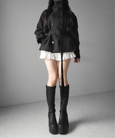２WAYスタンドカラーミドルトレンチコート ／ 2WAY stand collar middle trench coat