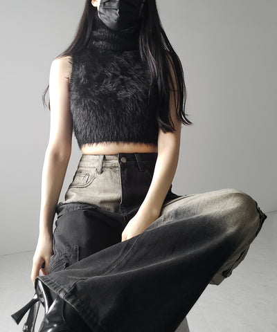 【 ２color ／４size 】ブロッキングバイカラーオーバーダイワイドデニム ／ blocking bicolor overdye wide denim